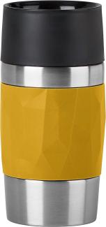 EMSA Travel Mug Compact Thermobecher, Isolierbecher, Isobecher, Thermo Becher, Edelstahl / Silikon, Senf, 0. 3 L, N21610