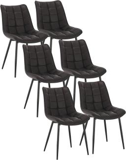 WOLTU 6 x Esszimmerstühle 6er Set Esszimmerstuhl Küchenstuhl Polsterstuhl Design Stuhl mit Rückenlehne, mit Sitzfläche aus Kunstleder, Gestell aus Metall, Anthrazit, BH207an-6