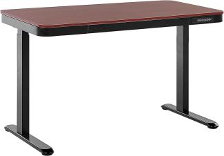 Schreibtisch dunkler Holzfarbton schwarz 120 x 60 cm mit USB-Port elektrisch höhenverstellbar KENLY