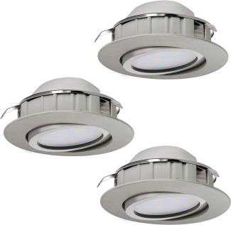 Eglo 95859 Hochvolt LED Einbauleuchte PINEDA Ø 8,4cm dimmbar in nickel-matt 3000K schwenkbar