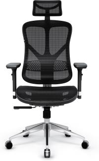 Diablo V-Basic Ergonomischer Stuhl Bürostuhl Schreibtischstuhl Chefsessel 3D Armlehnen Verstellbare Rückenlehne Kopfstütze Wippfunktion Netzstoff (schwarz/schwarz)