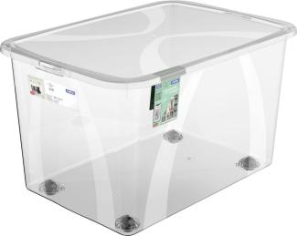 Rotho Aufbewahrungsbox Lona mit Rollen und Deckel 50 L transparent