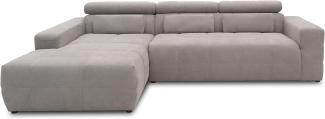 DOMO. collection Brandon Ecksofa, Sofa mit Rückenfunktion in L-Form, Polsterecke, Eckgarnitur, grau, 288 x 228 x 80 cm