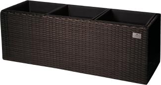 Pflanzkübel Polyrattan 76 x 26 x 29,5 cm, für Innen und Außen, Kunststoffeinsatz, mocca