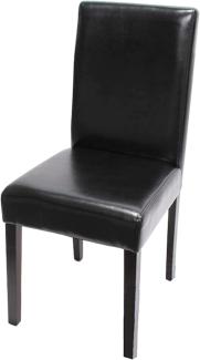 Esszimmerstuhl Littau, Küchenstuhl Stuhl, Leder ~ schwarz, dunkle Beine