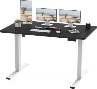 FLEXISPOT Basic Plus Elektrisch Höhenverstellbarer Schreibtisch (140 x 80 cm) mit Tischplatte 2-Fach-Teleskop, Sitz- & Stehpult mit Memory-Steuerung (schwarz+weiß Gestell)