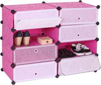 Schuhschrank HWC-B66, Schuhablage Schrank Steckregal Aufbewahrung, 8 Fächer 73x92x36cm ~ rosa