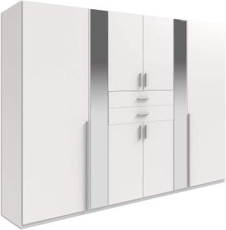 Kleiderschrank Vanea Schlafzimmerschrank 270x58x208cm mit Spiegel weiß 8-türig