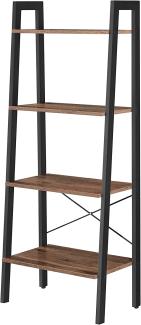VASAGLE Standregal, Bücherregal, 4 Ebenen Leiterregal, stabiles Metallgestell, einfache Montage, für Wohnzimmer, Schlafzimmer, Küche, haselnussbraun-schwarz LLS044B03