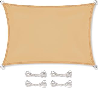 CelinaSun Sonnensegel inkl Befestigungsseile Premium PES Polyester wasserabweisend imprägniert Rechteck 2,5 x 3 m Sand beige