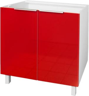 Berlioz Creations CP8BR Unterschrank für Küche mit 2 Türen, in rotem Hochglanz, 80 x 52 x 83 cm, 100 Prozent französische Herstellung