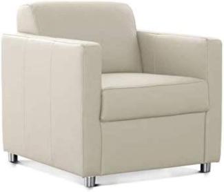 CAVADORE Corianne Sessel, mit Federkern, Ledersessel Design, 78 x 80 x 83, Echtleder: weiß