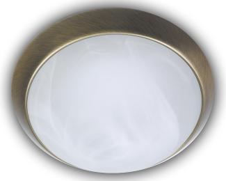 LED-Deckenleuchte rund, Glas Alabaster, Dekorring Altmessing, Ø 25cm