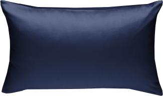 Bettwaesche-mit-Stil Mako-Satin / Baumwollsatin Bettwäsche uni / einfarbig dunkelblau Kissenbezug 50x70 cm