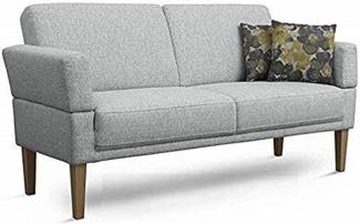 Cavadore 3-Sitzer Sofa Femarn mit Federkern / Küchensofa für Esszimmer oder Küche / 190 x 98 x 81 / Strukturstoff Hellgrau