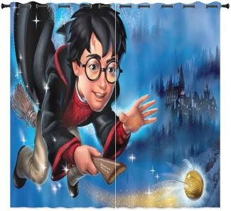 LKFFHAVD Harry Potter Gardinen Verdunklungsgardine Ösen Für Schlafzimmer, Hogwarts School Hermione Verdunkelungsvorhang-Set 2er Set Für Kinderzimmer (7,183x160 BxH)