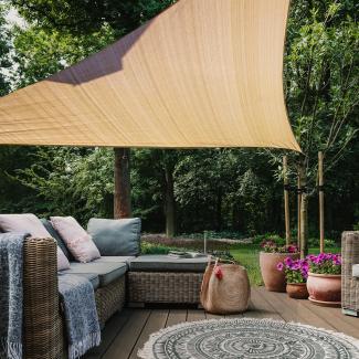 HAIKUS Sonnensegel 3x3x3m Dreieckig, Premium HDPE 98% UV Schutz Sonnenschutz Atmungsaktiv Wetterbeständig für Garten Balkon und Terrasse, mit Ösen und Befestigungsseile, Dreieck 3x3x3 Sand