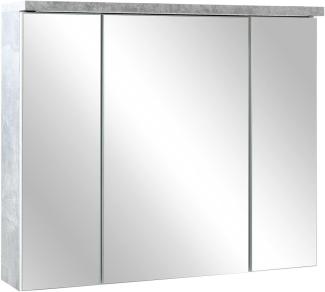 Stella Trading POOL Spiegelschrank Bad mit LED-Beleuchtung in Beton-Optik, Weiß - Moderner Badezimmerspiegel Schrank mit viel Stauraum - 80 x 69 x 20 cm (B/H/T)