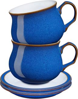 Denby 001048701 Teetasse mit Untertassenn, Steingut, Blau
