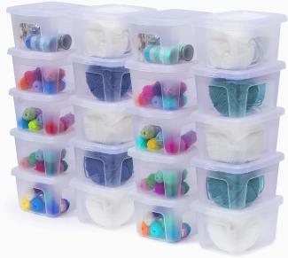 Iris Ohyama, Aufbewahrungsbox aus Kunststoff, 2L Schreibtisch-Aufbewahrungsbox, 20er-Pack, MCB-2, transparent, stapelbar, Verschlussclips, B19 x T16,5 x H11 cm