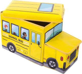 Bieco 'Schulbus' Aufbewahrungsbox mit Sitzbank 46L gelb