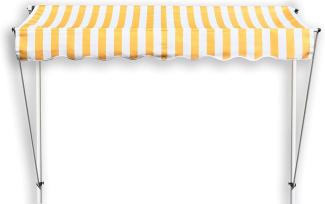 Grasekamp Klemmmarkise Ontario 255x130cm Gelb-Weiß Balkonmarkise höhenverstellbar von 200 cm – 320 cm