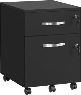 VASAGLE Rollcontainer, abschließbar, Aktenschrank mit 2 Schubladen, 5 Rollen und verstellbarer Hängeregistratur, strukturierte Oberfläche, für Dokumente im A4- und Letter-Format, schwarz LCD22BV1