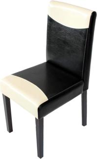 Esszimmerstuhl Littau, Küchenstuhl Stuhl, Kunstleder ~ schwarz/weiß, dunkle Beine