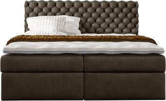 Stylefy 'Alviero' Boxspringbett Velours Jasmine Braun 180 x 200 cm