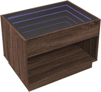 Couchtisch mit Infinity-LED Braun Eichen-Optik 70x50x50 cm 847664