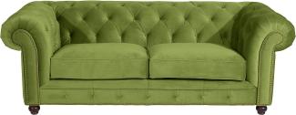 Orleans Sofa 2,5-Sitzer Samtvelours Olive Buche Nussbaumfarben