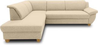 DOMO Collection Ecksofa Panama, klassisches Ecksofa in L-Form, Eckcouch, Sofa Couch, Ecke mit Schlaffunktion 254 x 186 cm in beige