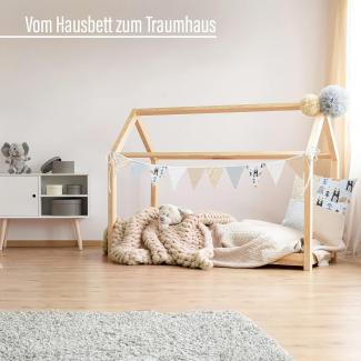 Deko-Set für Kinderzimmer: Girlande, Kissen 40x40 cm mit Kissenbezug in beige