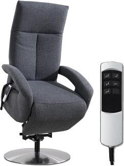 CAVADORE TV-Sessel Tirol / Fernsehsessel mit Aufstehhilfe, elektrisch verstellbarer Relaxfunktion / 2 E-Motoren / 74 x 112 x 82 / Strukturstoff: Blau