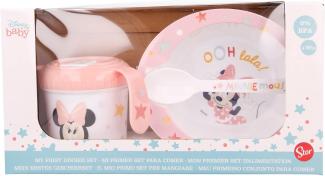 Disney Baby Kindergeschirr Set 3 teilig inkl. Becher mit Mickey / Minnie Motiv Minnie Mouse