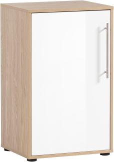 Schildmeyer Aktenschrank, Holzwerkstoff, Eiche hell Dekor/weiß Glanz, 51 x 41 x 83,6 cm