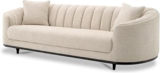 Casa Padrino Luxus Sofa Beige / Schwarz 240 x 96 x H. 74,5 cm - Wohnzimmer Sofa mit 2 Kissen - Wohnzimmer Möbel - Luxus Möbel - Wohnzimmer Einrichtung - Luxus Einrichtung - Luxus Qualität
