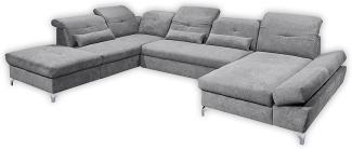 Couch MELFI L Sofa Schlafcouch Wohnlandschaft Schlaffunktion grau U-Form links