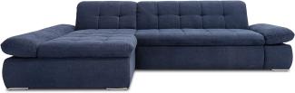DOMO. collection Ecksofa Moric / Eckcouch mit Bett / Sofa mit Schlaffunktion in L-Form Couch mit Armlehnfunktion/ 300x172x80 cm / Schlafsofa in dunkel blau