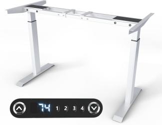 Höhenverstellbarer Schreibtischrahmen - Tischgestell - Bürotisch Rahmen mit Dual Motor Elektrisch Höhenverstellbar mit Touchscreen & Memoryfunktion Gestell (Weiß)