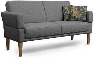 Cavadore 3-Sitzer Sofa Femarn mit Federkern / Küchensofa für Esszimmer oder Küche / 190 x 98 x 81 / Strukturstoff Grau