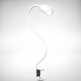 LED Klemmleuchte Leselampe flexibel Tischlampe Bettlicht Flexarm weiß 5W GU10