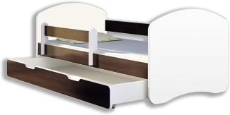 Kinderbett Jugendbett mit einer Schublade und Matratze Weiß ACMA II (180x80 cm + Schublade, Holz Wenge)