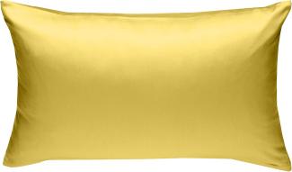 Bettwaesche-mit-Stil Mako-Satin / Baumwollsatin Bettwäsche uni / einfarbig gelb Kissenbezug 40x60 cm