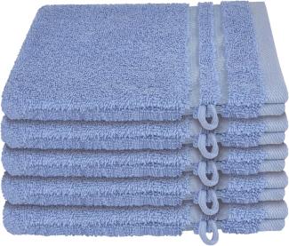 Schiesser Waschhandschuh-Set Milano aus reiner Baumwolle, 5-teilig, nachhaltig und fair Hellblau