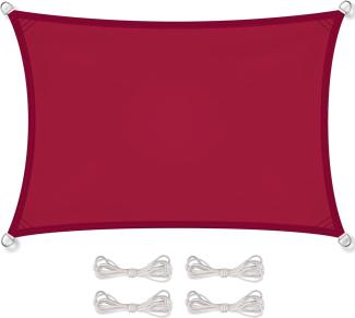 CelinaSun Sonnensegel inkl Befestigungsseile Premium PES Polyester wasserabweisend imprägniert Rechteck 2,5 x 3,5 m rot
