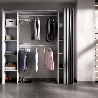 Dmora Manaslu, Struktur für begehbaren Kleiderschrank, Schrank offen, 180x50h205 cm, Weiß und Grau