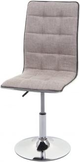 Esszimmerstuhl HWC-C41, Stuhl Küchenstuhl, höhenverstellbar drehbar, Stoff/Textil ~ creme-grau