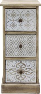 Rebecca Mobili Kommode mit 3 Schubladen, schmaler Shabby Nachttisch, beige weißes Holz, Eingangsraum - Maße: 63 x 29 x 25 cm (HxLxB) - Art. RE6535