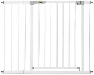 Hauck Open N Stop KD Türschutzgitter/Treppengitter, 96-101 cm, ohne Bohren/erweiterbar mit Verlängerungen von 9 cm und 21 cm bis 122 cm/ kombinierbar mit Y-Spindeln/ Metall/beidseitig schwenkbar/ weiß